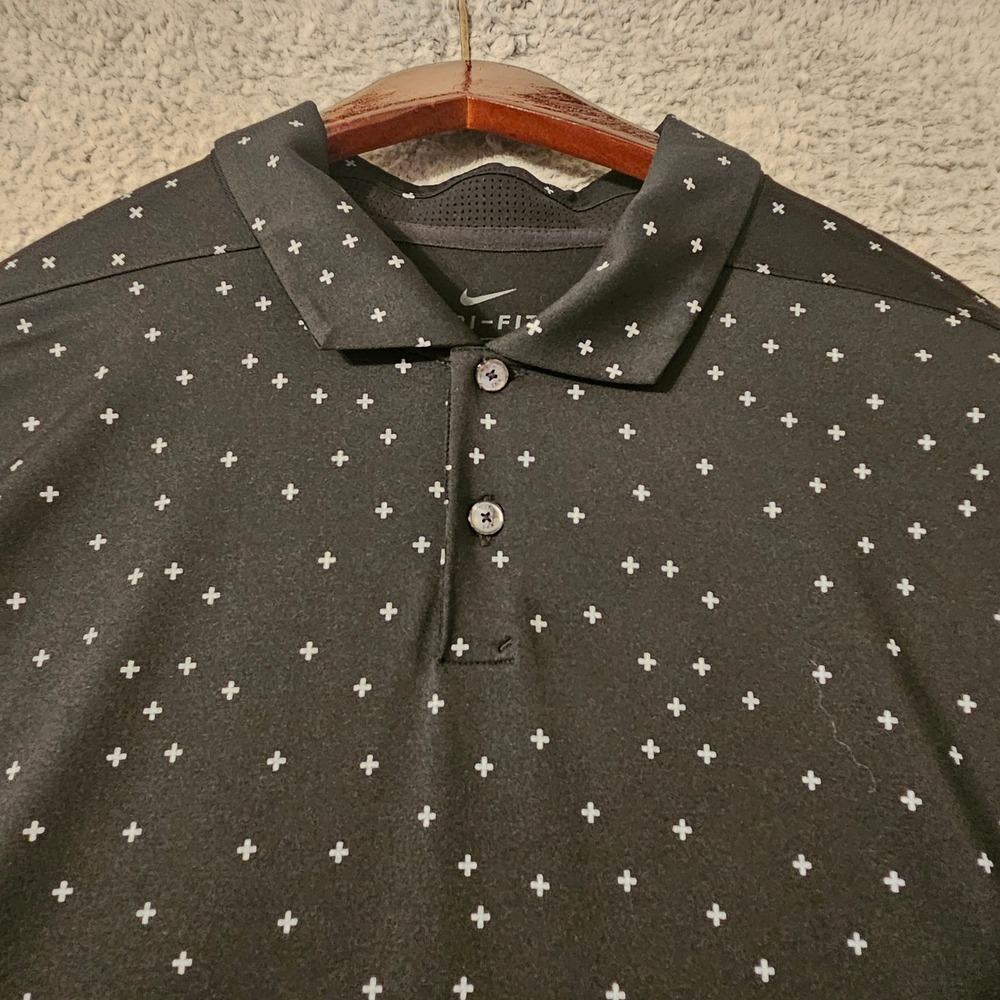 Nike Dri-FIT Golf Polo Mens XL Black White Cross Pattern CK6259-010 Standard Fit - Picture 1 of 9